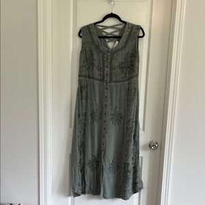 Tradition embroidered button down maxi dress size 18w